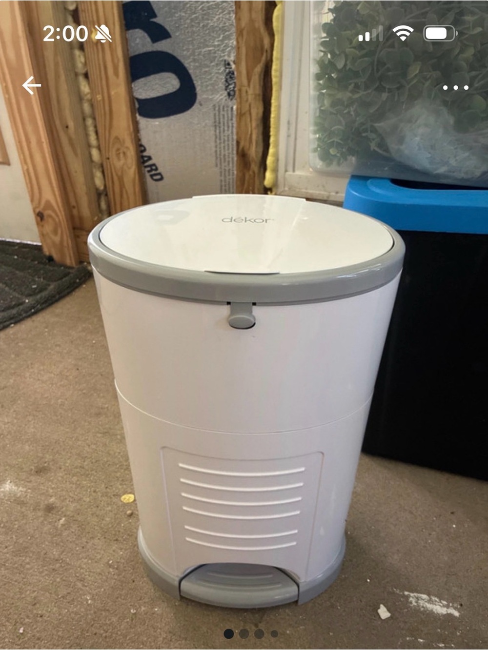 White and Gray Step Diaper Pail - Hands-Free Nursery Waste Bin